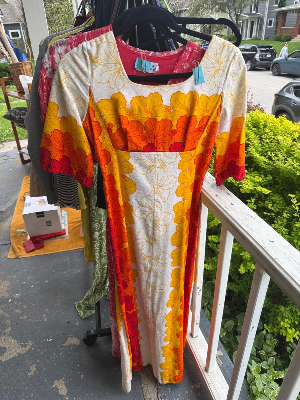 Women's Floral Maxi Dress in Yellow & Red